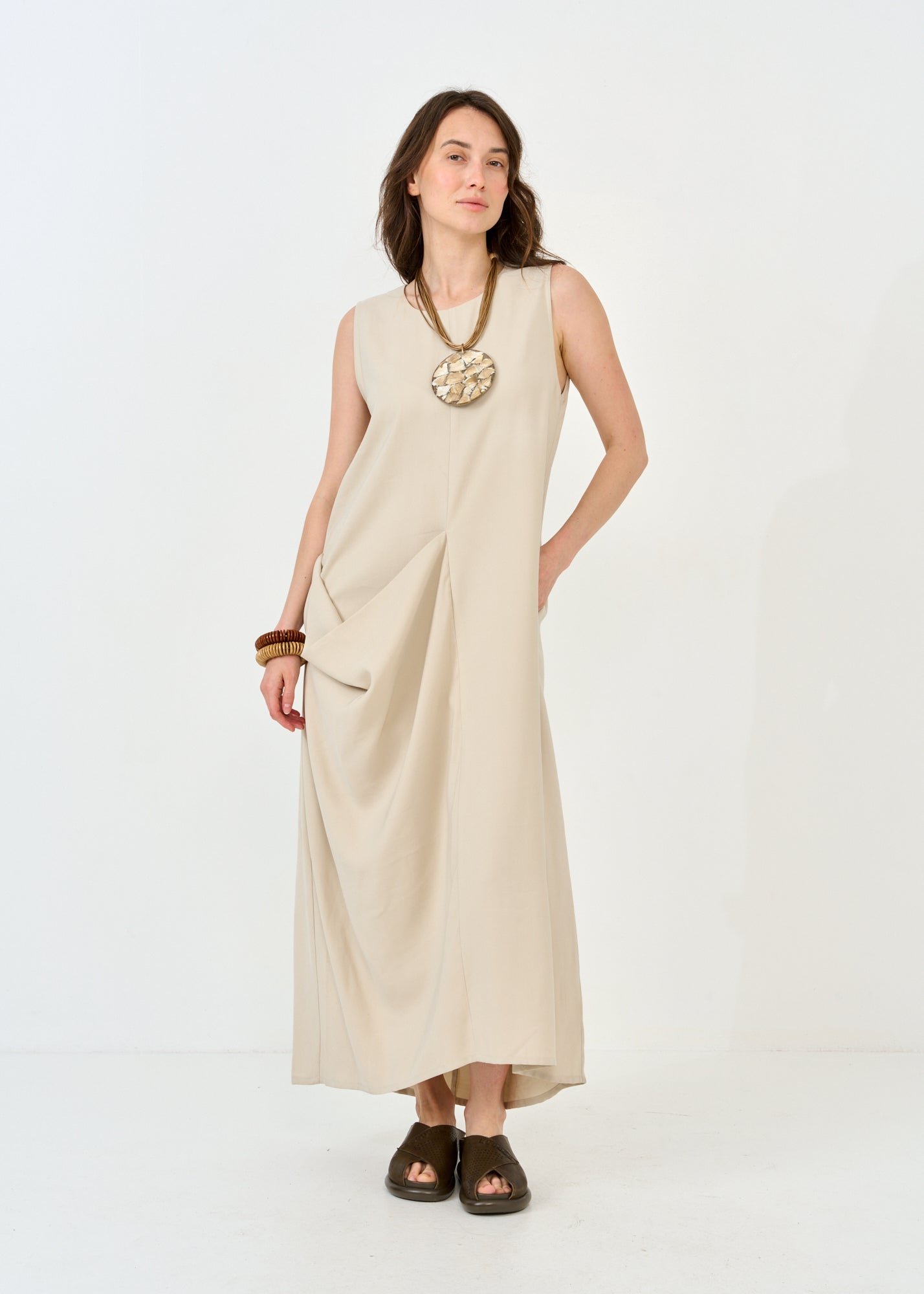 Sleeveless Stone Pocket Dress