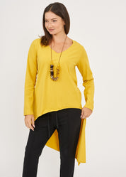 חולצה שרוול ארוך מפתח וי גב ארוך כתום