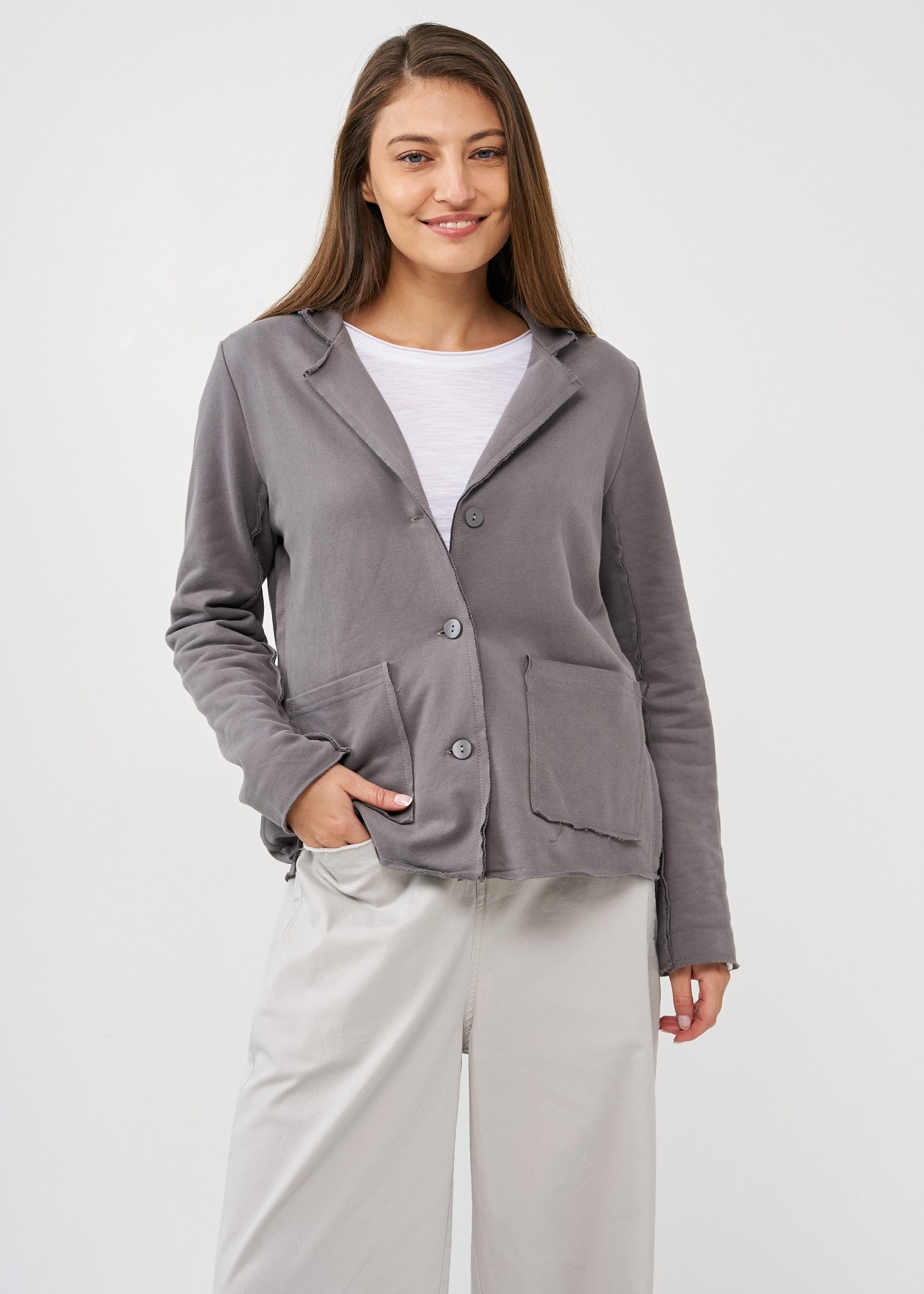 בלייזר תפרים חיצוניים אפור כהה