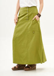 חצאית סגירת כפתורים שילוב סרט ירוק