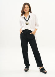Black ribbon belted pants