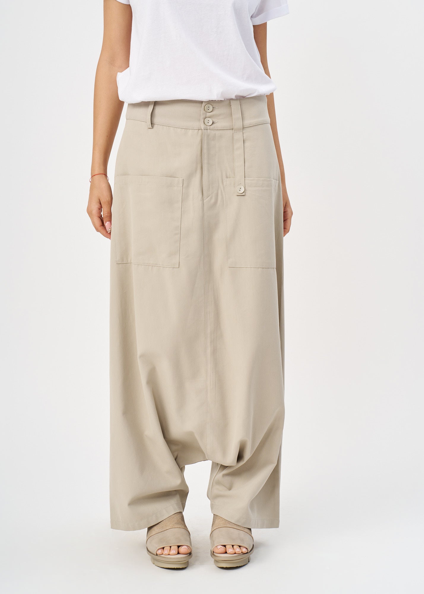 מכנסיים דמוי חצאית כיסים מרובעים סטון