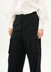 Wide leg pants with pockets, black