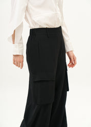 Wide leg pants with pockets, black
