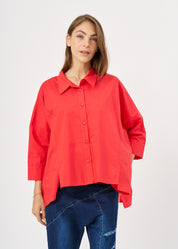 Button-down shirt with straight pockets, red