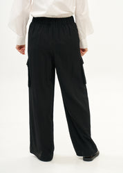 Wide leg pants with pockets, black