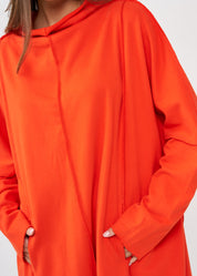 Orange vertical stitching sleeve dress