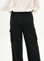 Wide leg pants with pockets, black