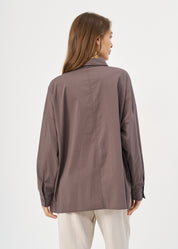 Buttoned long sleeve inverted pocket brown