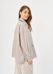 Buttoned long sleeve inverted pocket gray