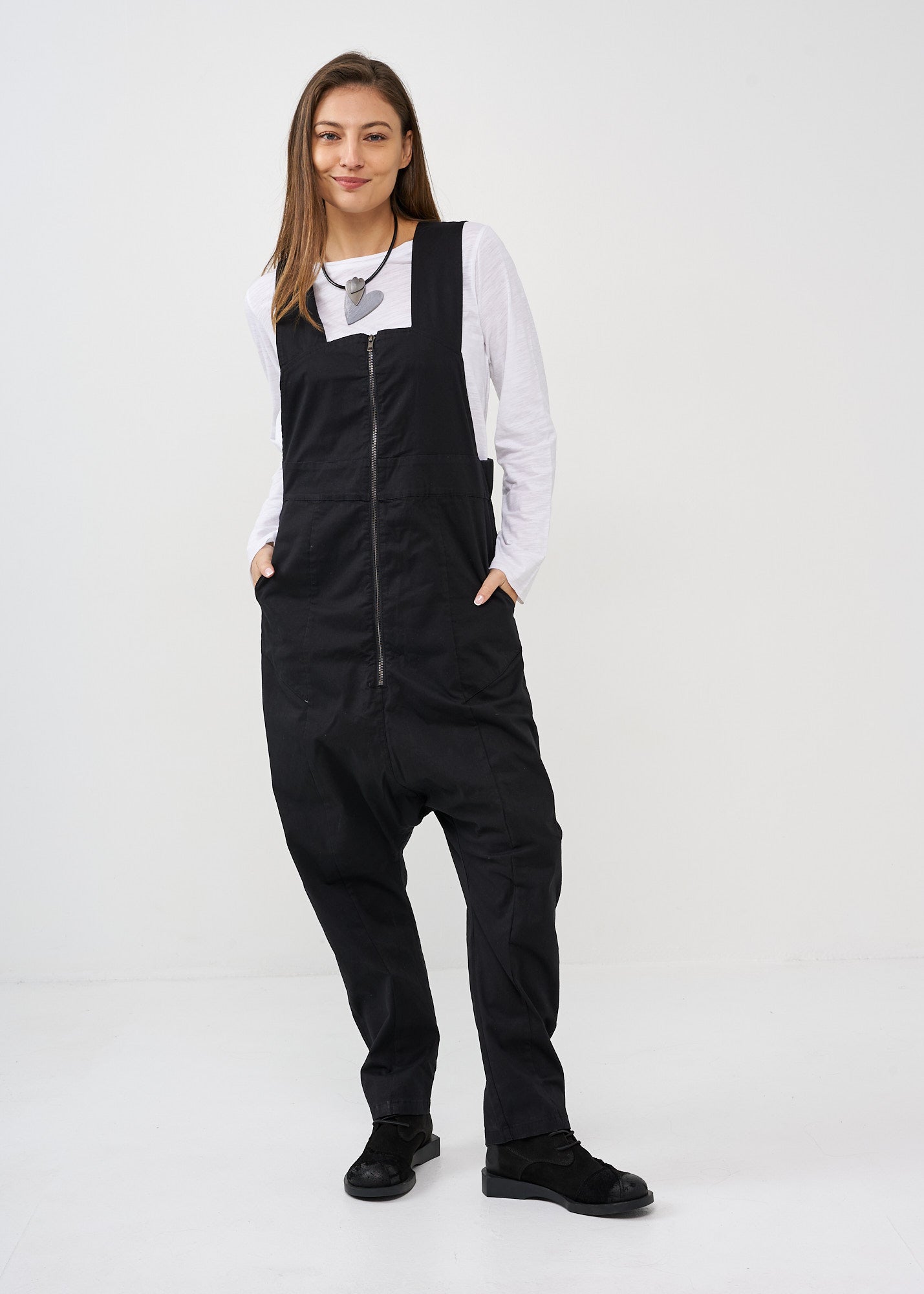 אוברול שקי רוכסן קידמי שחור