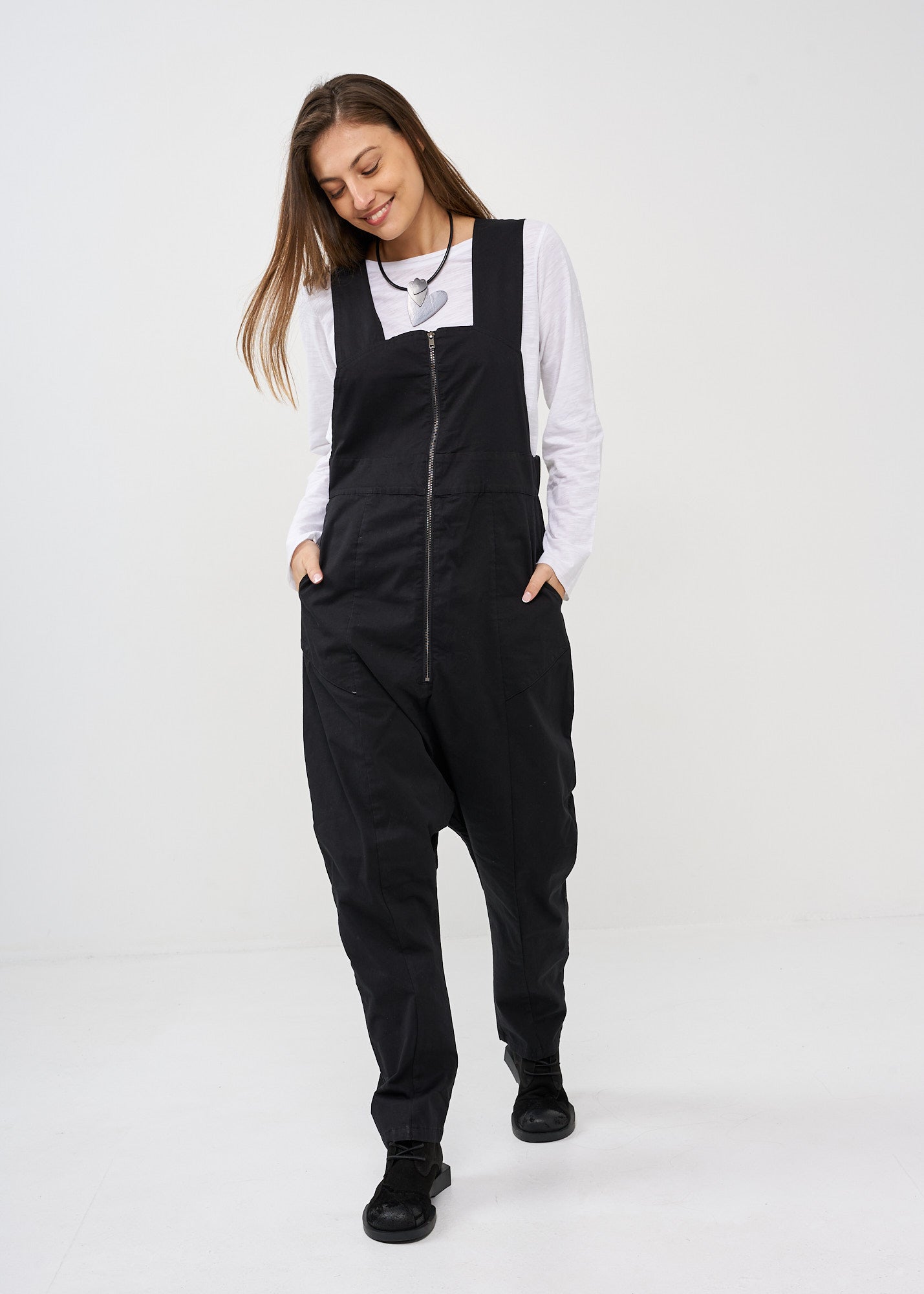 אוברול שקי רוכסן קידמי שחור