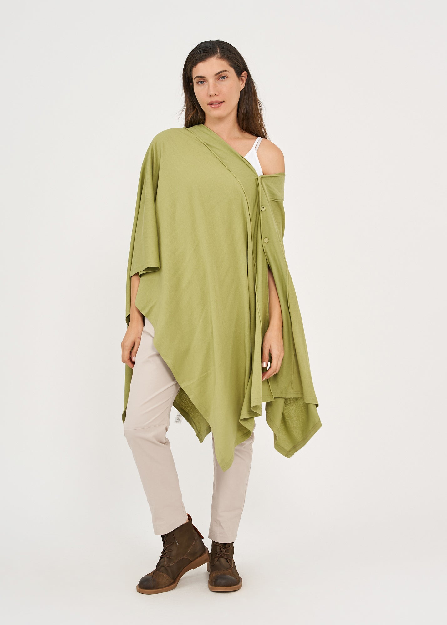 Slim green button-down top