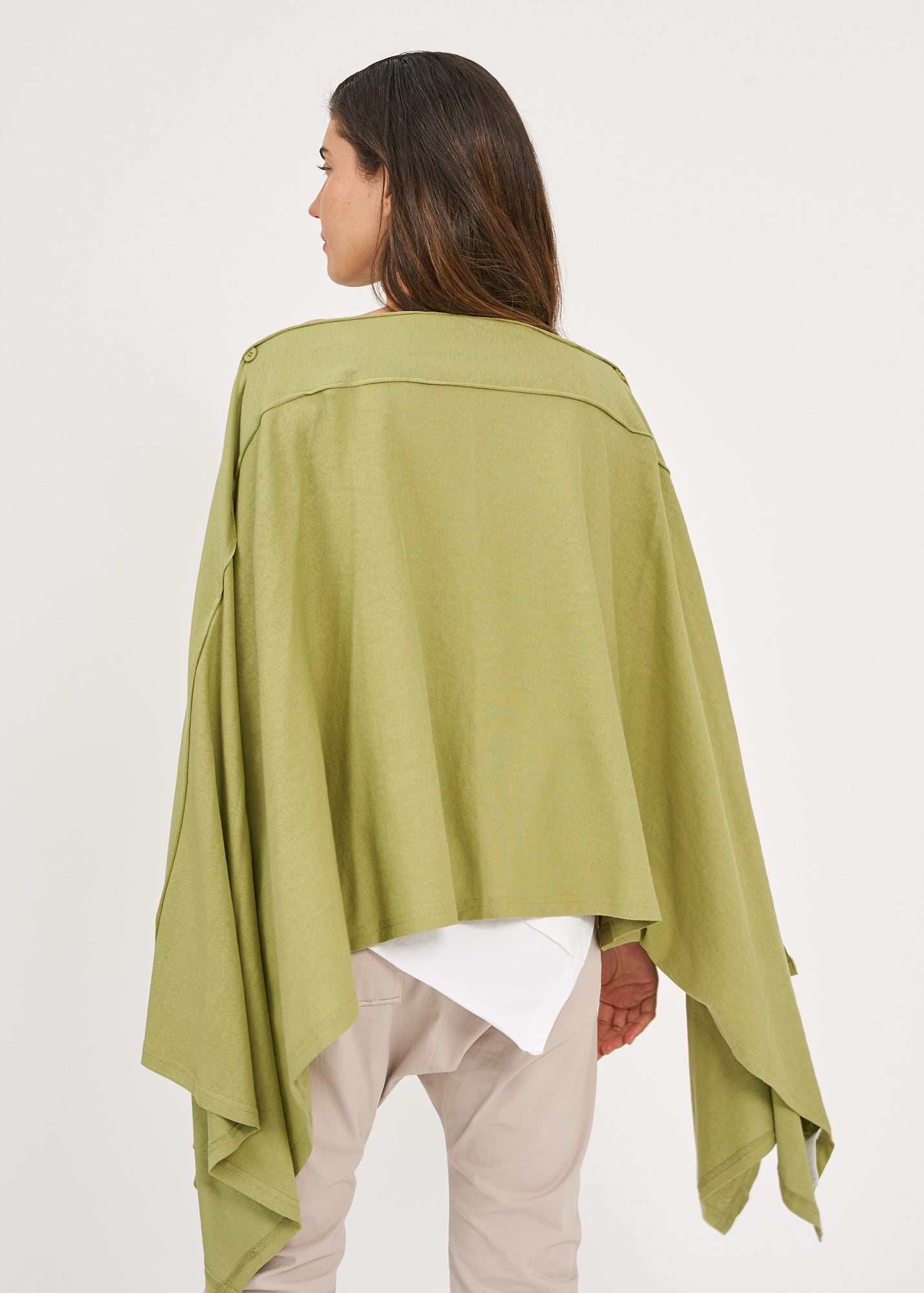 Slim green button-down top