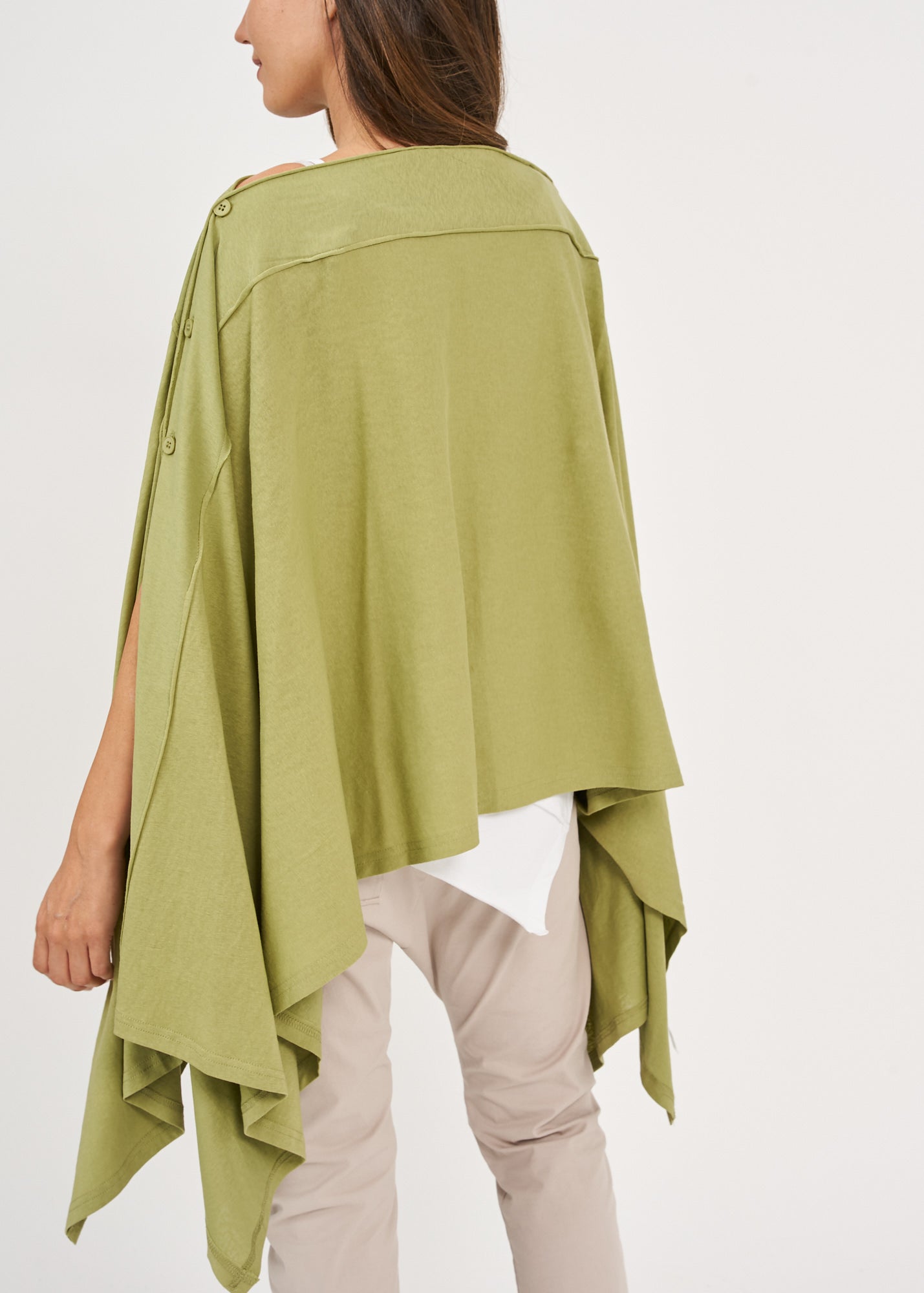 Slim green button-down top