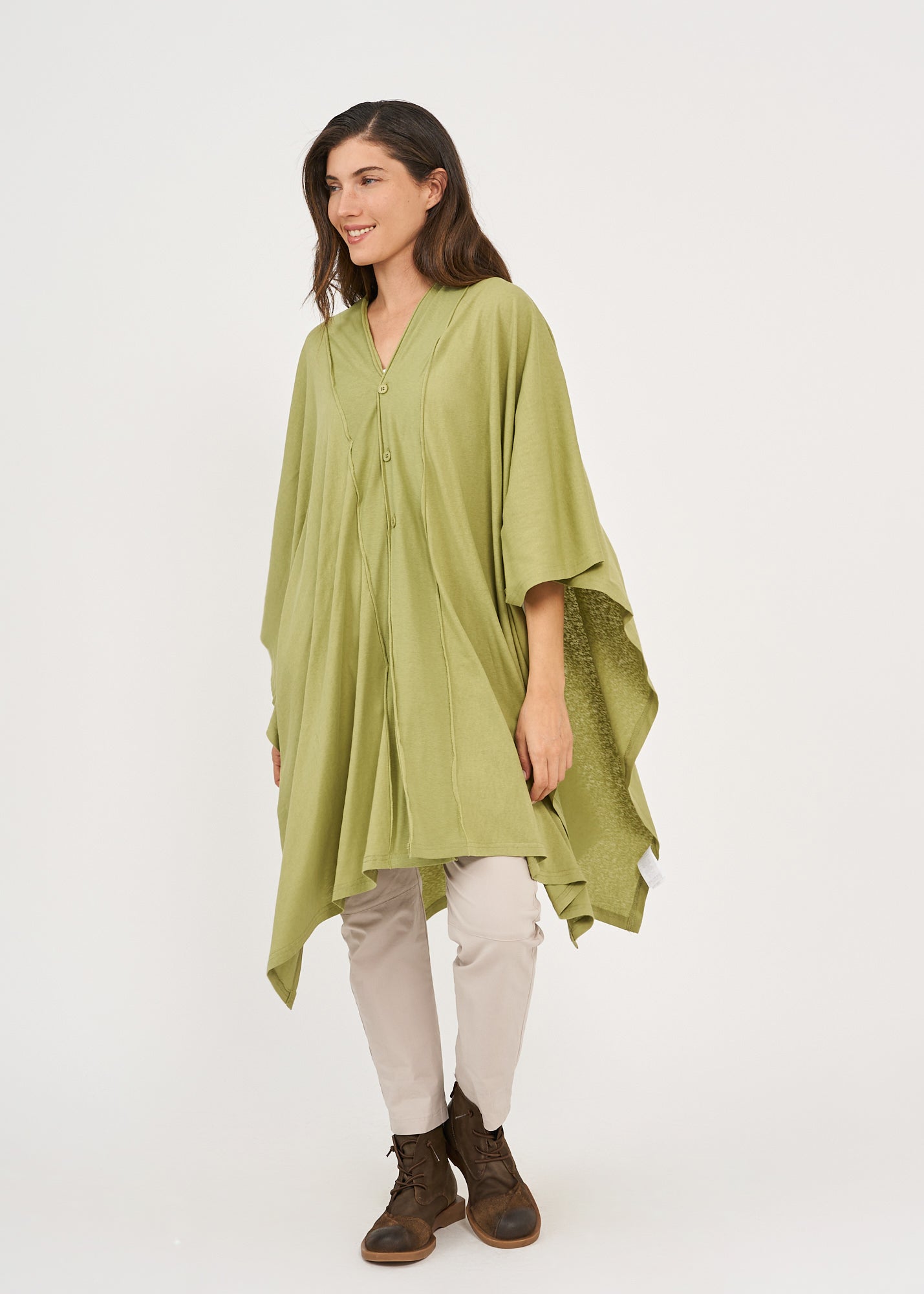 Slim green button-down top