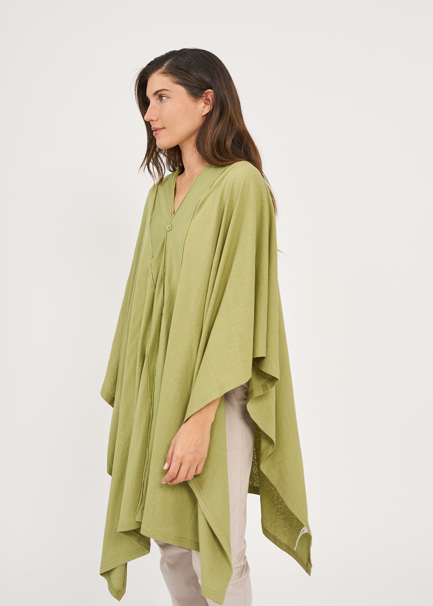 Slim green button-down top
