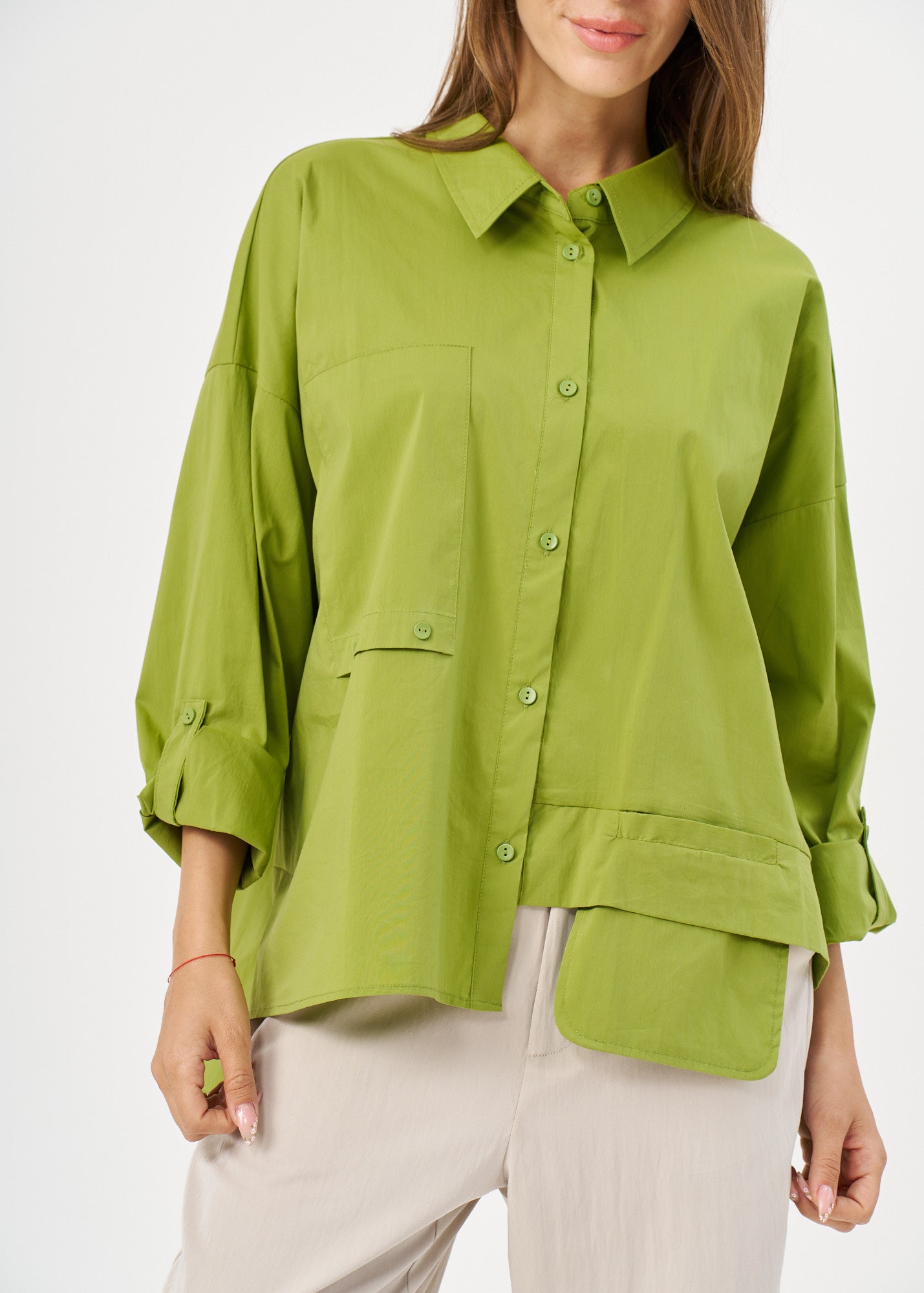 Long sleeve buttoned up pocket green