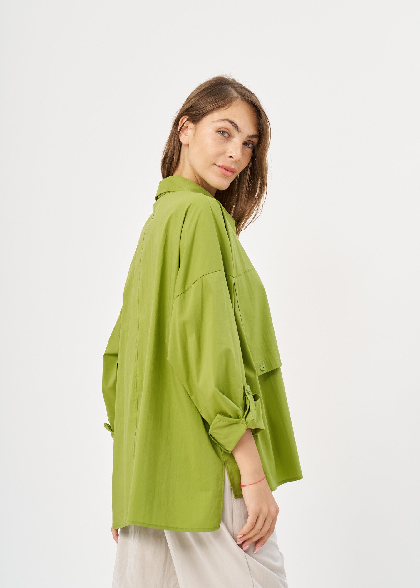 Long sleeve buttoned up pocket green
