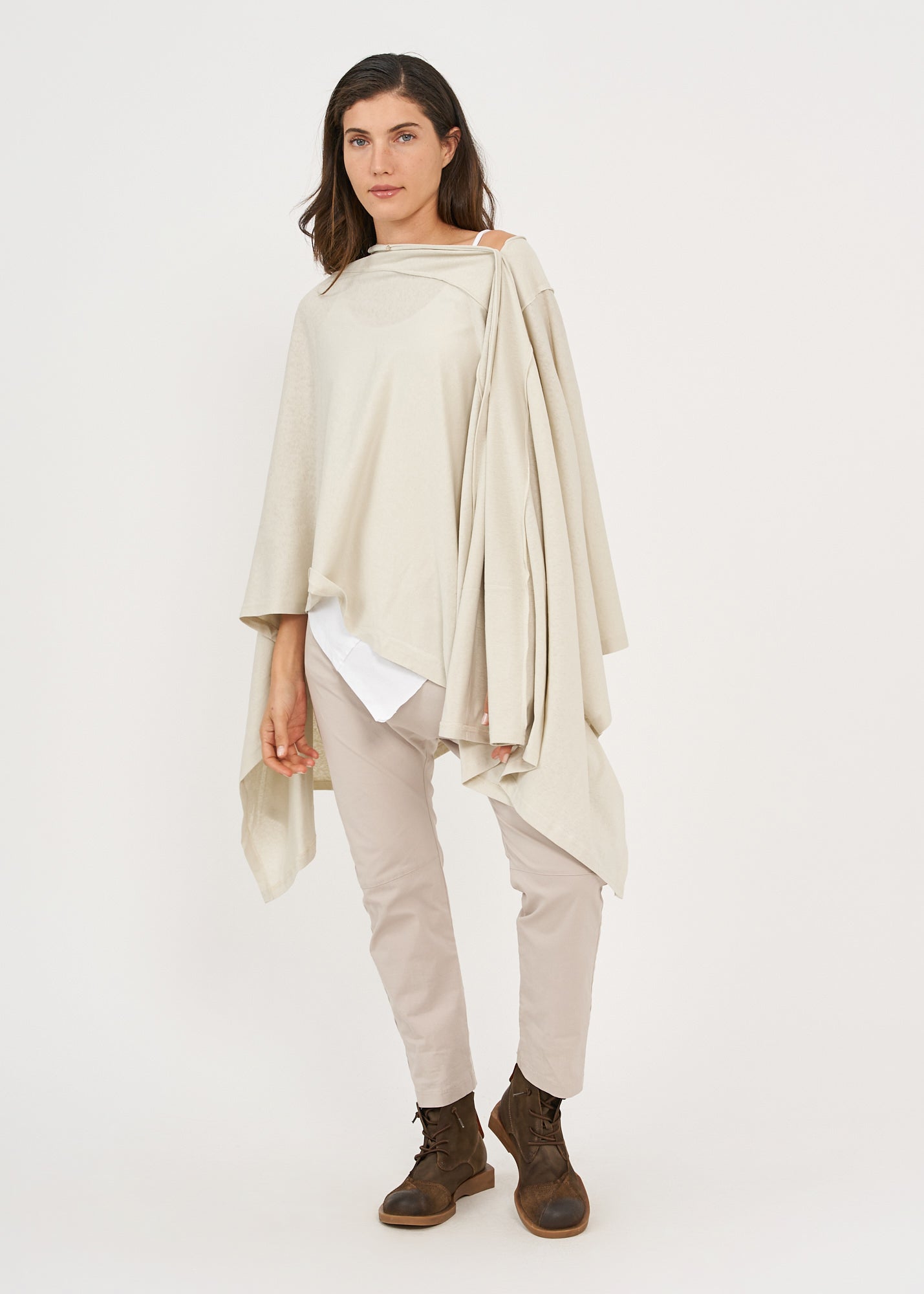 Slim top with buttons Stone