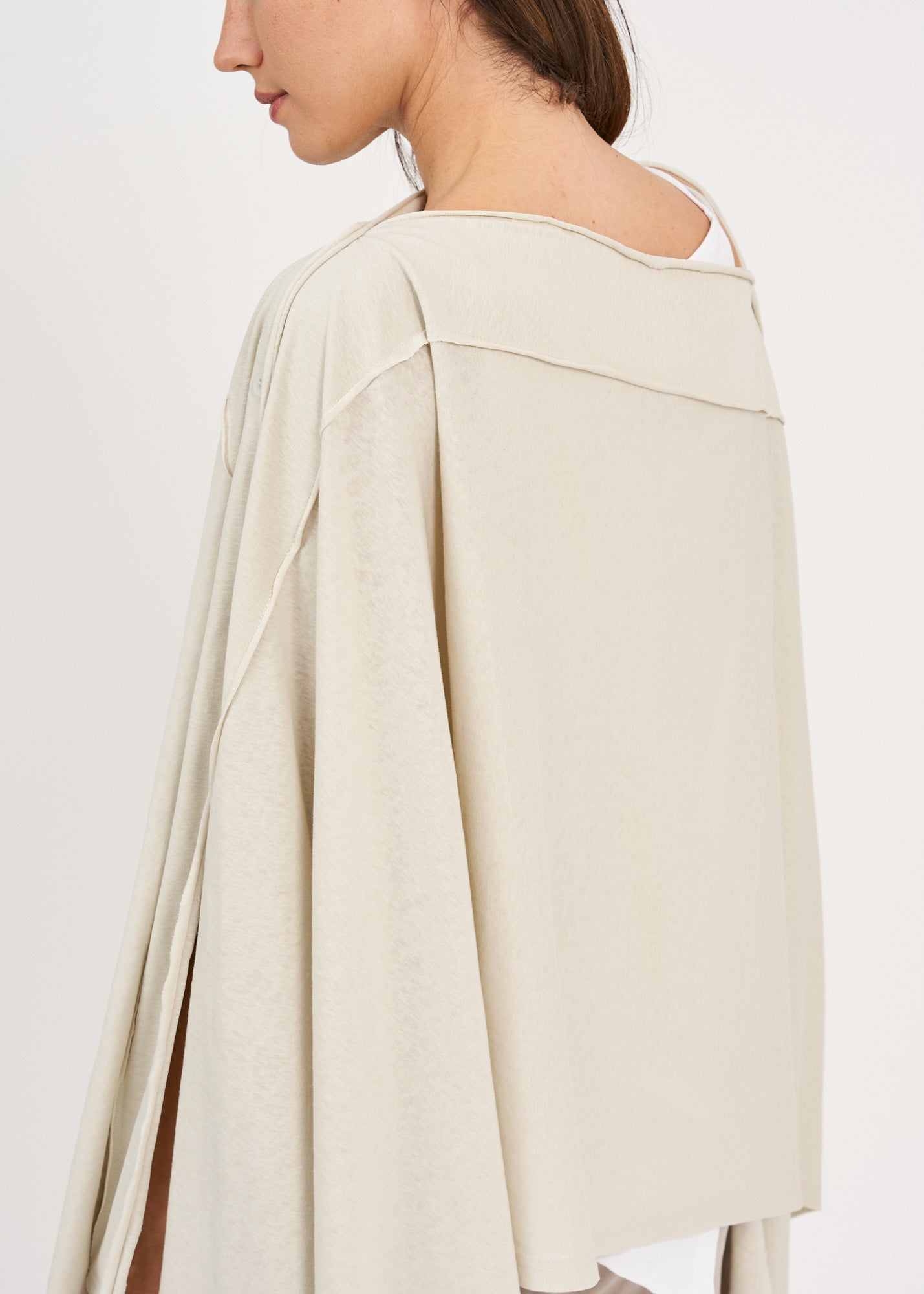 Slim top with buttons Stone