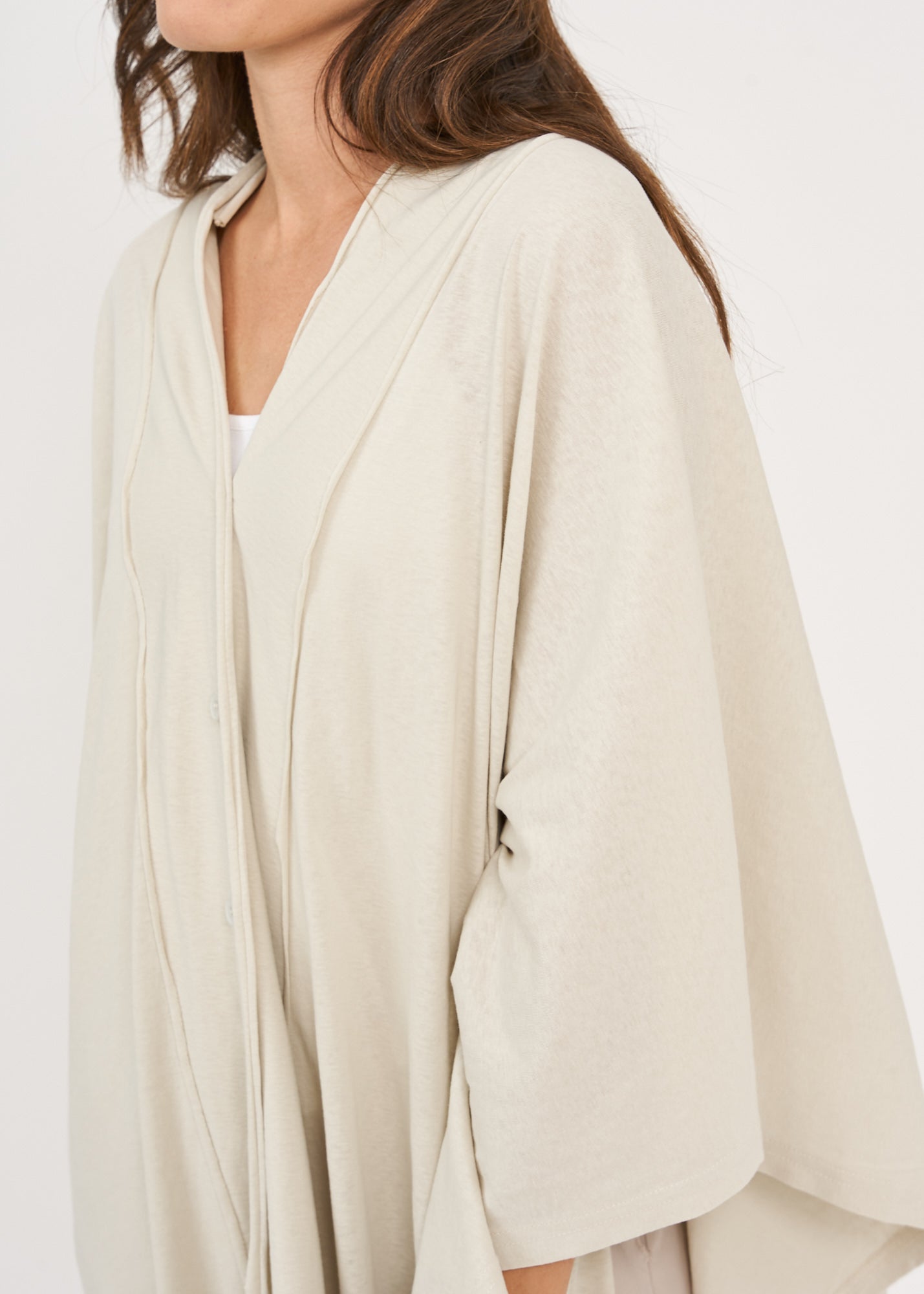 Slim top with buttons Stone