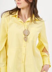 Paper Mache Necklace with Round Pendant and Stone Tooth