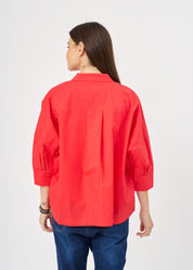 מכופתרת צווארון עמוק אדום