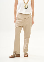Brown wide half-belted pants