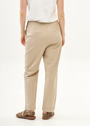 Brown wide half-belted pants