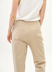 Brown wide half-belted pants