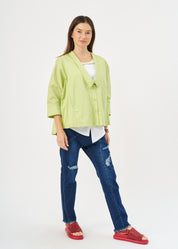 Green deep collar button-down