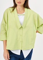 Green deep collar button-down