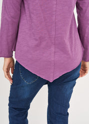 טי שרט סיומת משולשת שרוול ארוך סגול