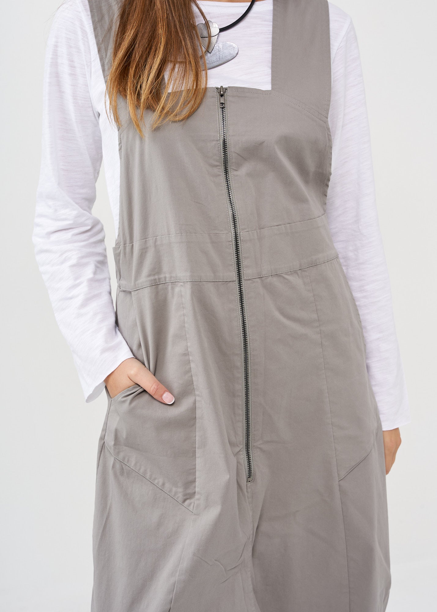 אוברול שקי רוכסן קידמי אפור