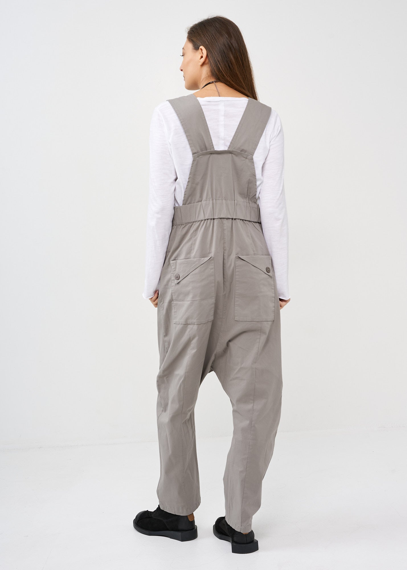 אוברול שקי רוכסן קידמי אפור