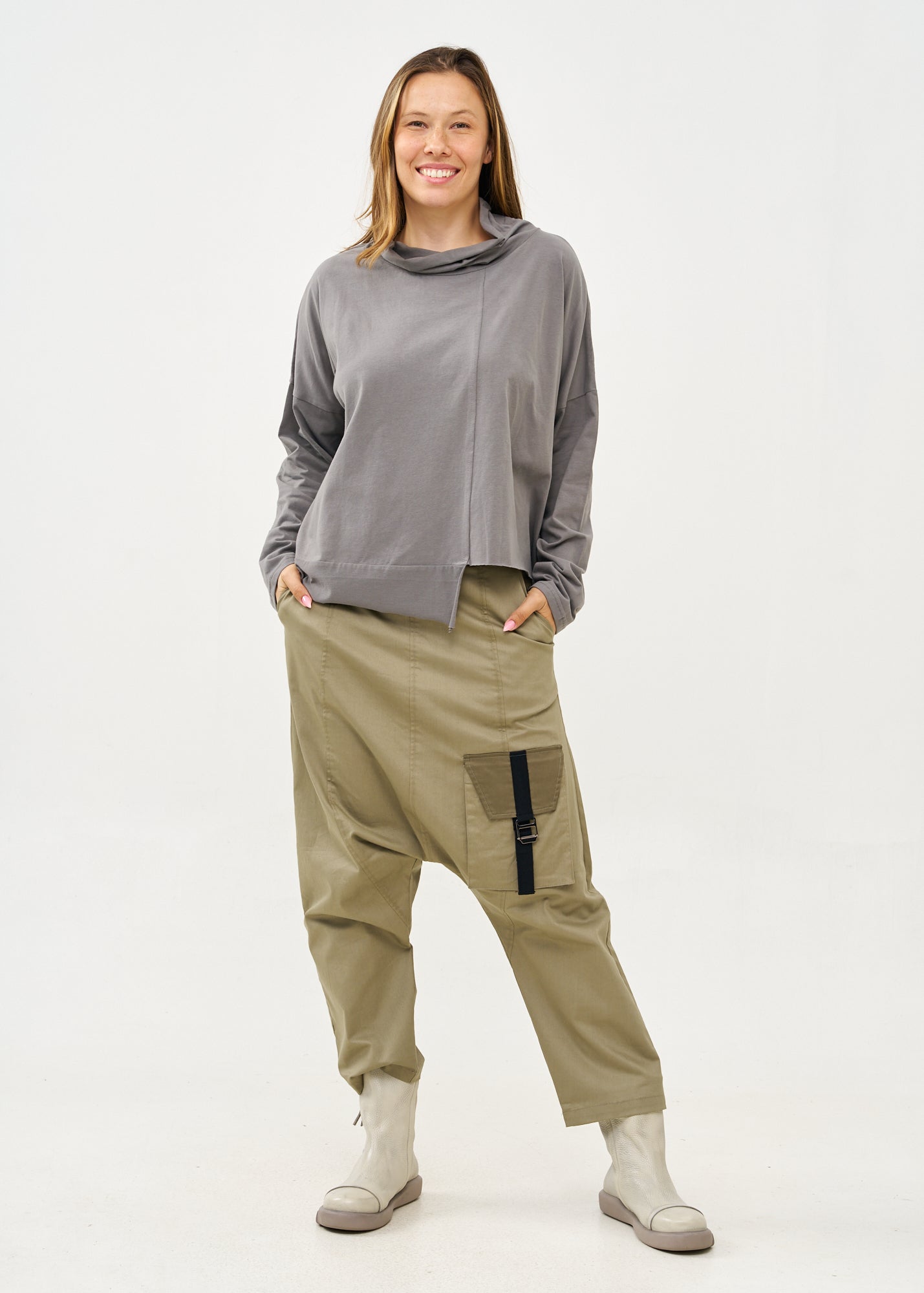 מגפוני נוחות מעור עם רוכסן הפוך סטון