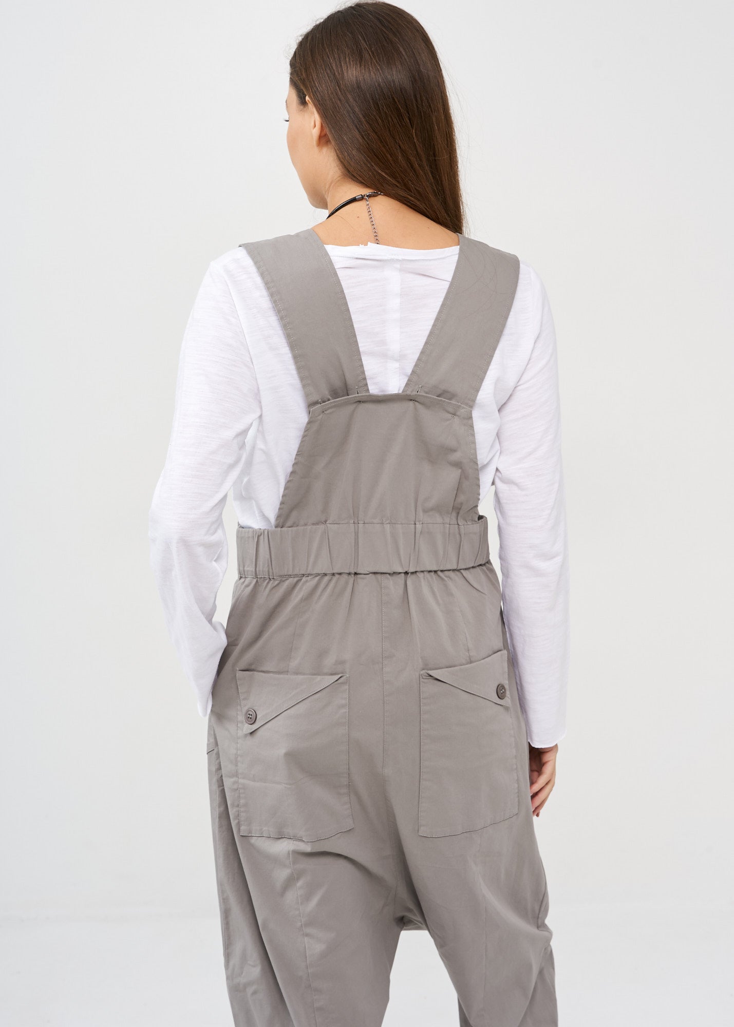 אוברול שקי רוכסן קידמי אפור