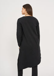 חולצה שרוול ארוך מפתח וי גב ארוך שחור