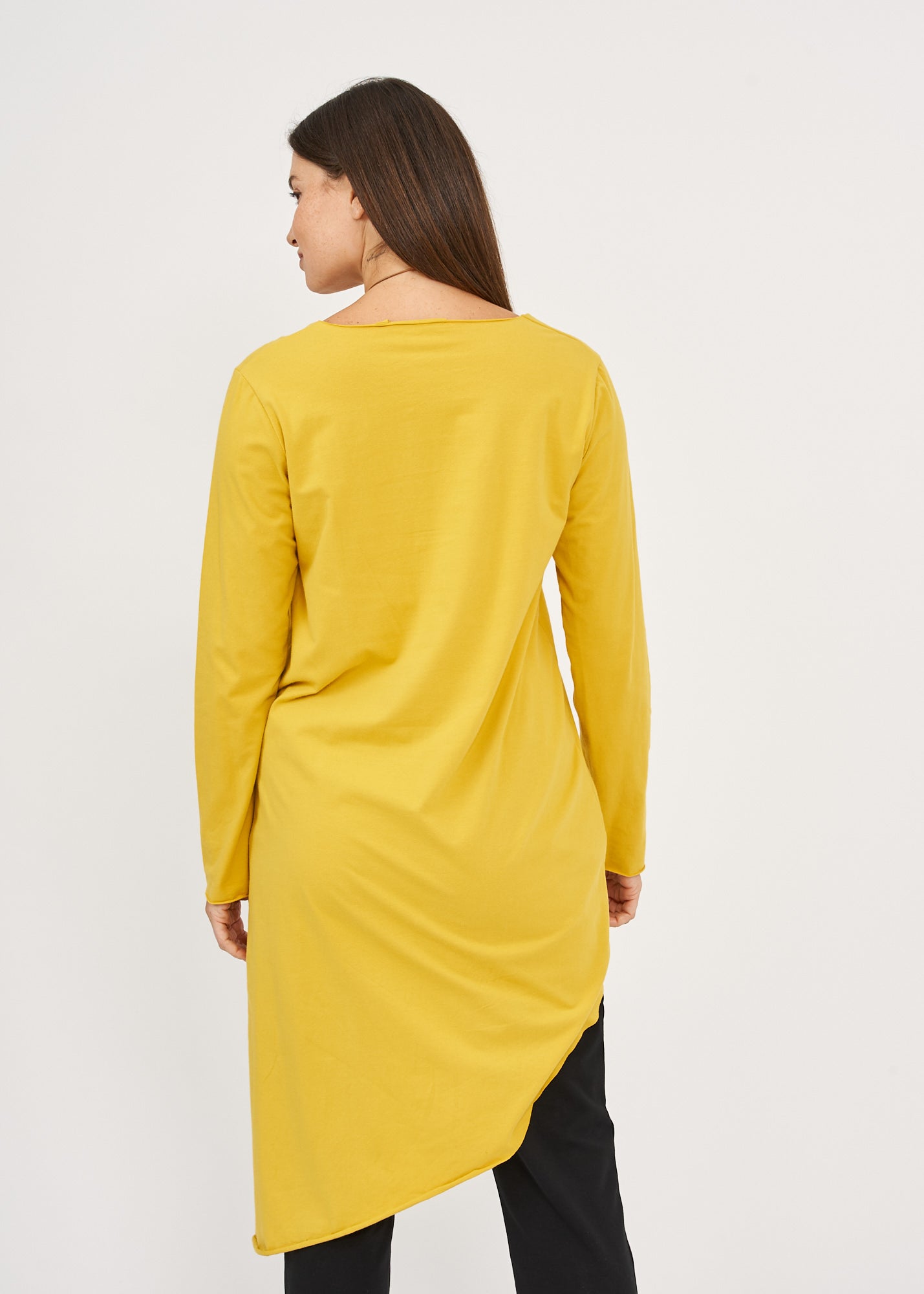 חולצה שרוול ארוך מפתח וי גב ארוך כתום