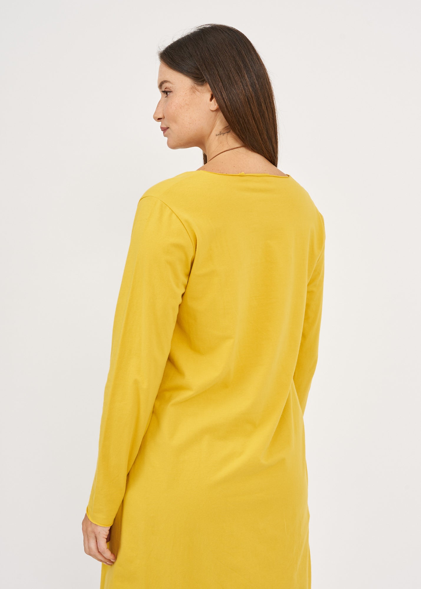 חולצה שרוול ארוך מפתח וי גב ארוך כתום