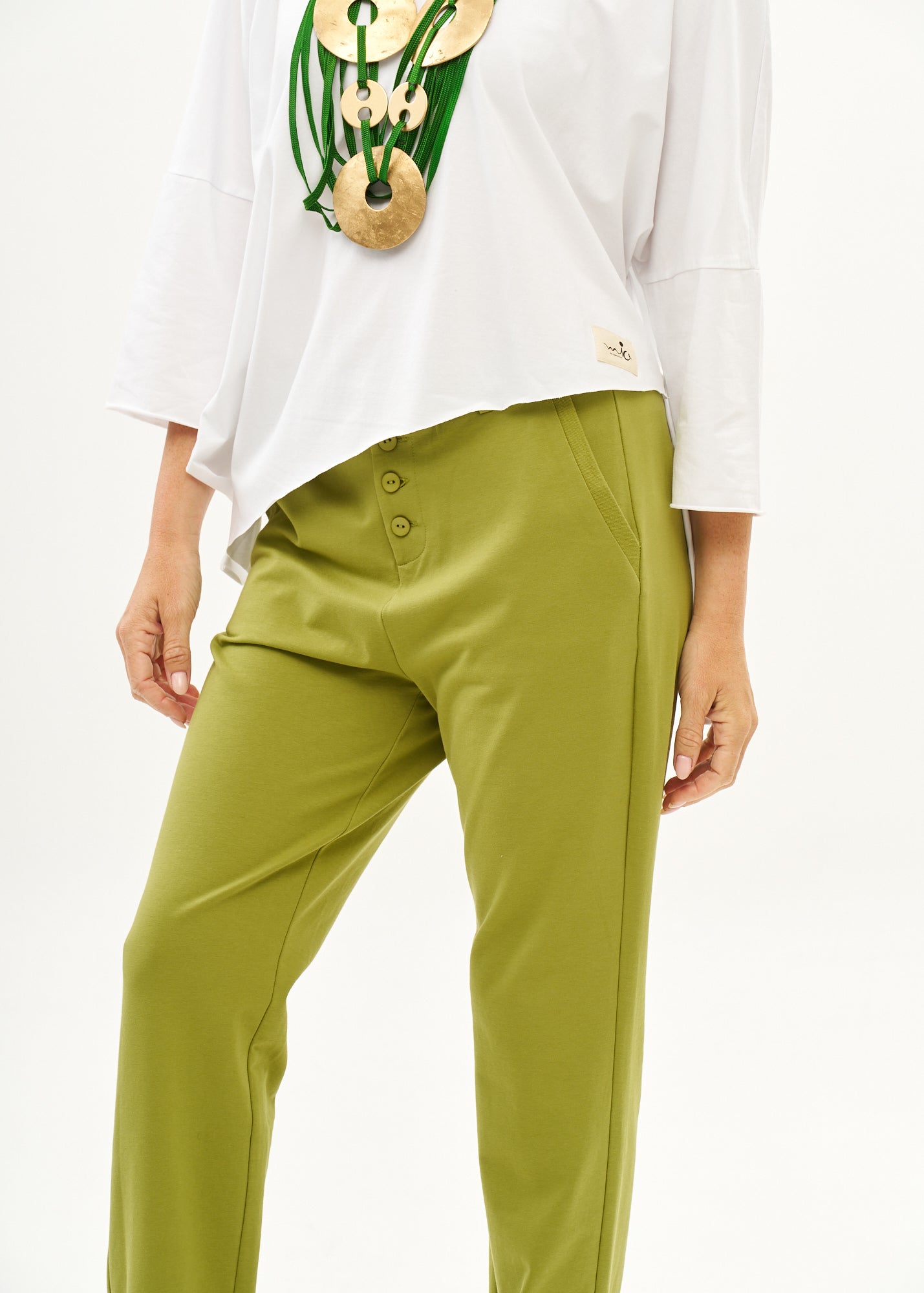 מכנסיים בוי טריקו עם כפתורים ירוק