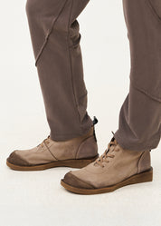 נעליים גבוהות שילוב עור הפוך חום