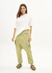 מכנסיים שקי עם רוכסנים ווש ירוק בהיר ווש