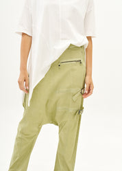 מכנסיים שקי עם רוכסנים ווש ירוק בהיר ווש