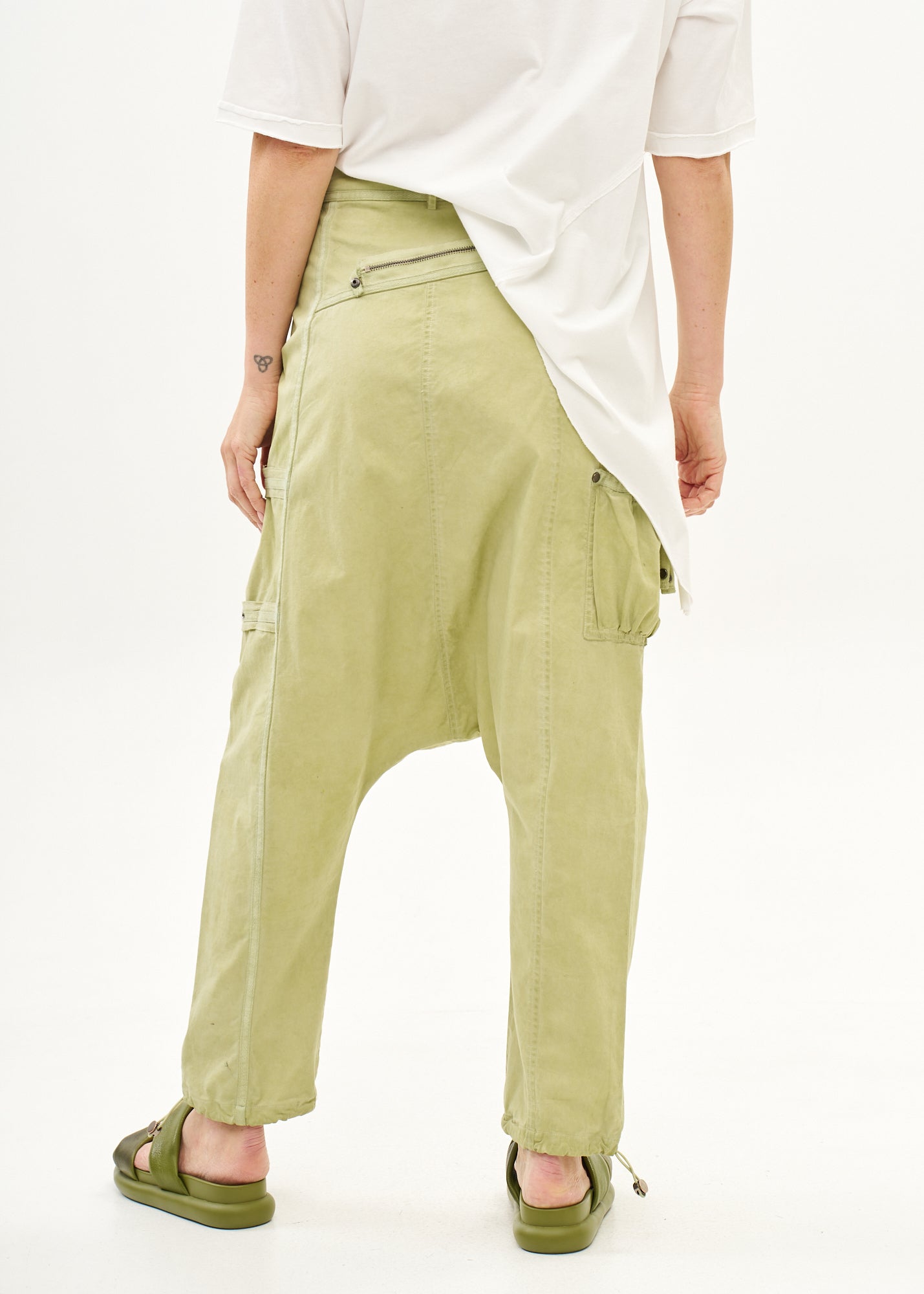 מכנסיים שקי עם רוכסנים ווש ירוק בהיר ווש