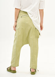 מכנסיים שקי עם רוכסנים ווש ירוק בהיר ווש