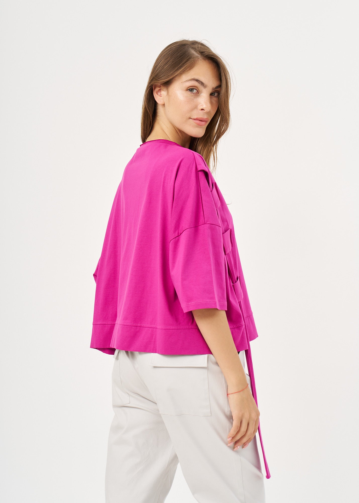 חולצה שרוול קצר סרט בצד סגול