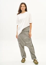 מכנסיים שקי עם רוכסנים ווש אפור בהיר