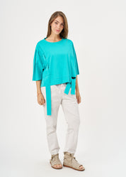 חולצה שרוול קצר סרט בצד טורקיז